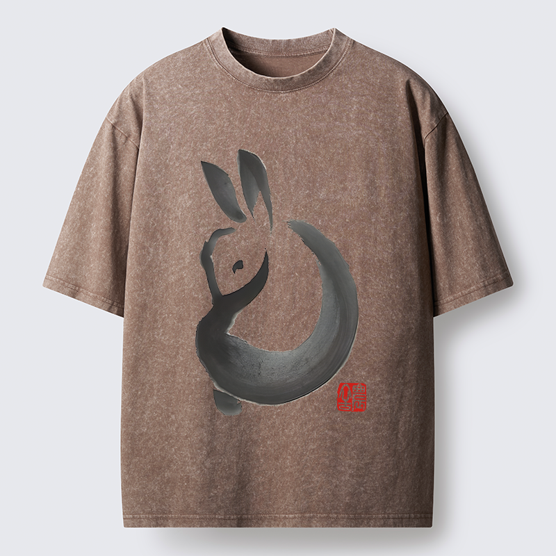 Tokyo-Tiger Ink Rabbit Washed T-Shirt