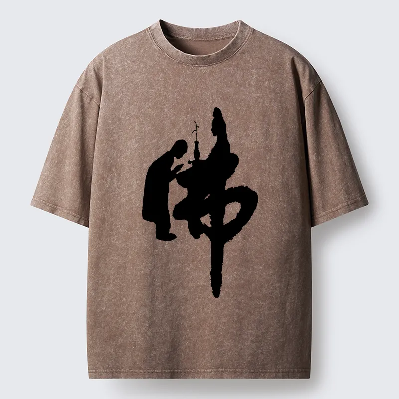Tokyo-Tiger Buddha Kanji Washed T-Shirt