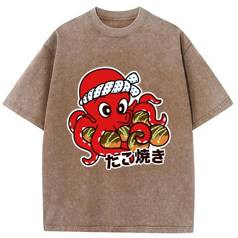 Tokyo-Tiger Homemade Takoyaki Washed T-Shirt