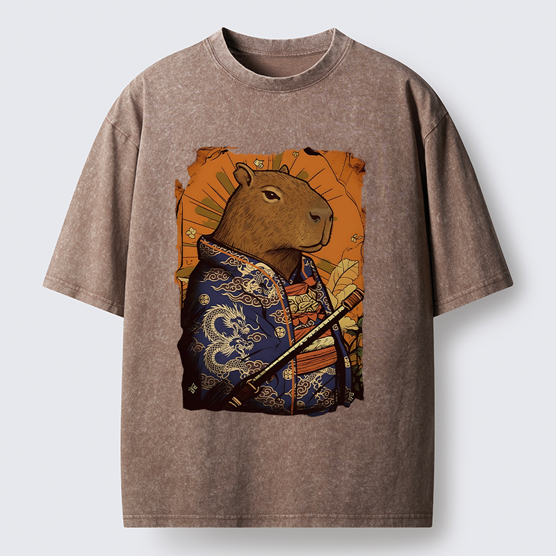 Tokyo-Tiger Elegant Capybara Washed T-Shirt