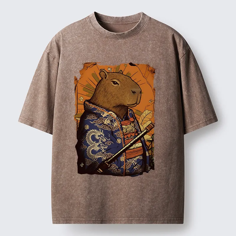 Tokyo-Tiger Elegant Capybara Washed T-Shirt