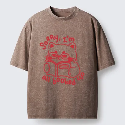 Tokyo-Tiger Booked Up Cat Washed T-Shirt