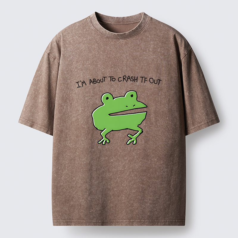 Tokyo-Tiger Very Sleepy Frog Funny Washed T-Shirt