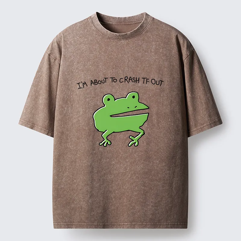 Tokyo-Tiger Very Sleepy Frog Funny Washed T-Shirt