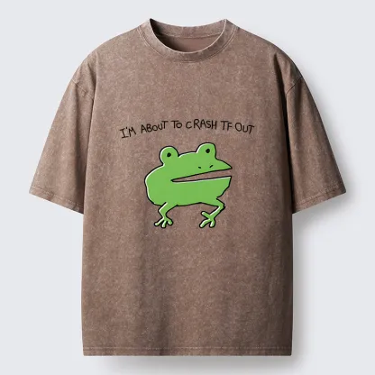 Tokyo-Tiger Very Sleepy Frog Funny Washed T-Shirt
