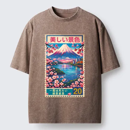 Tokyo-Tiger Springtime Scenery Washed T-Shirt