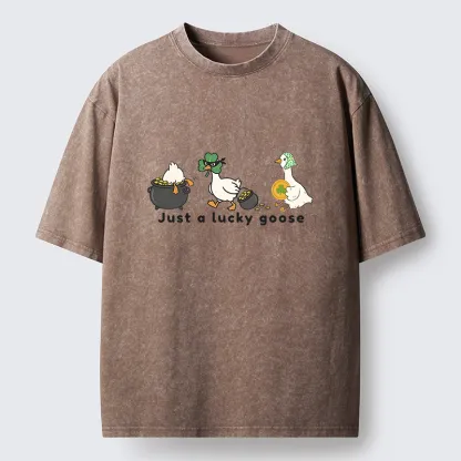 Tokyo-Tiger Just A Lucky Goose Meme Washed T-Shirt