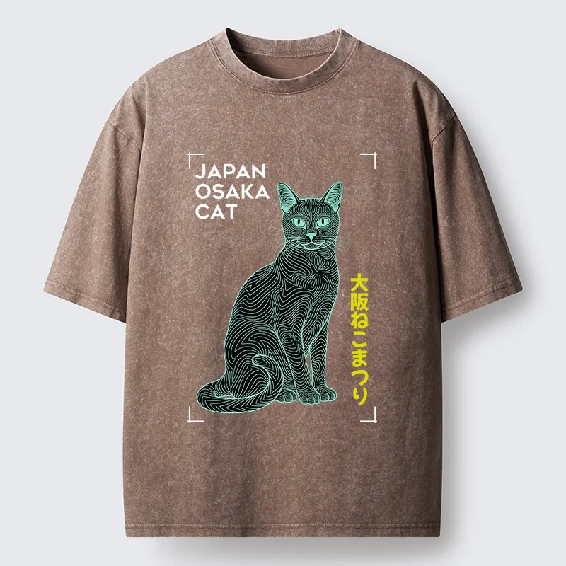 Tokyo-Tiger Line Cat Washed T-Shirt