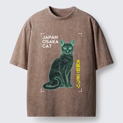 Tokyo-Tiger Line Cat Washed T-Shirt