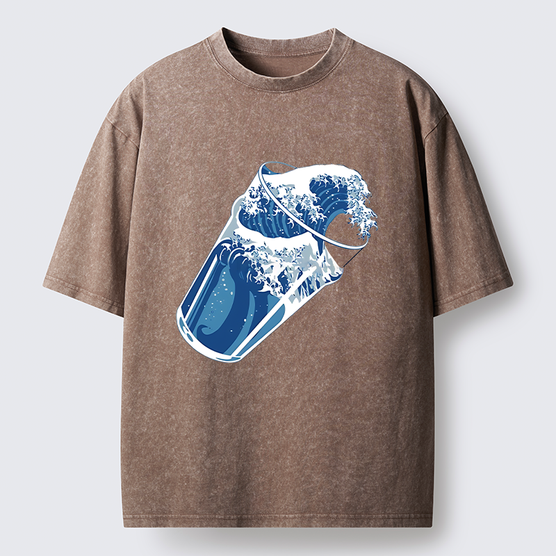 Tokyo-Tiger Waves In The Cup Washed T-Shirt