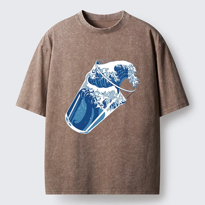 Tokyo-Tiger Waves In The Cup Washed T-Shirt