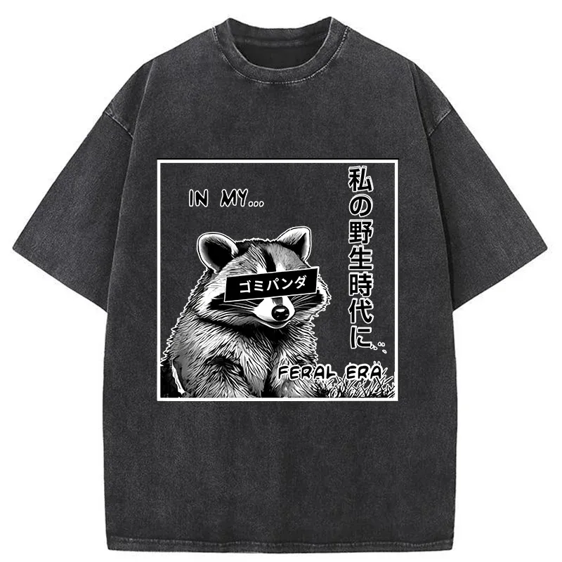 Tokyo-Tiger Japanese Wild Raccoon Washed T-Shirt