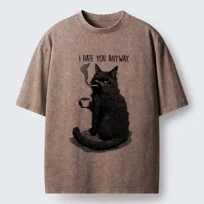 Tokyo-Tiger Cat Hate You Washed T-Shirt