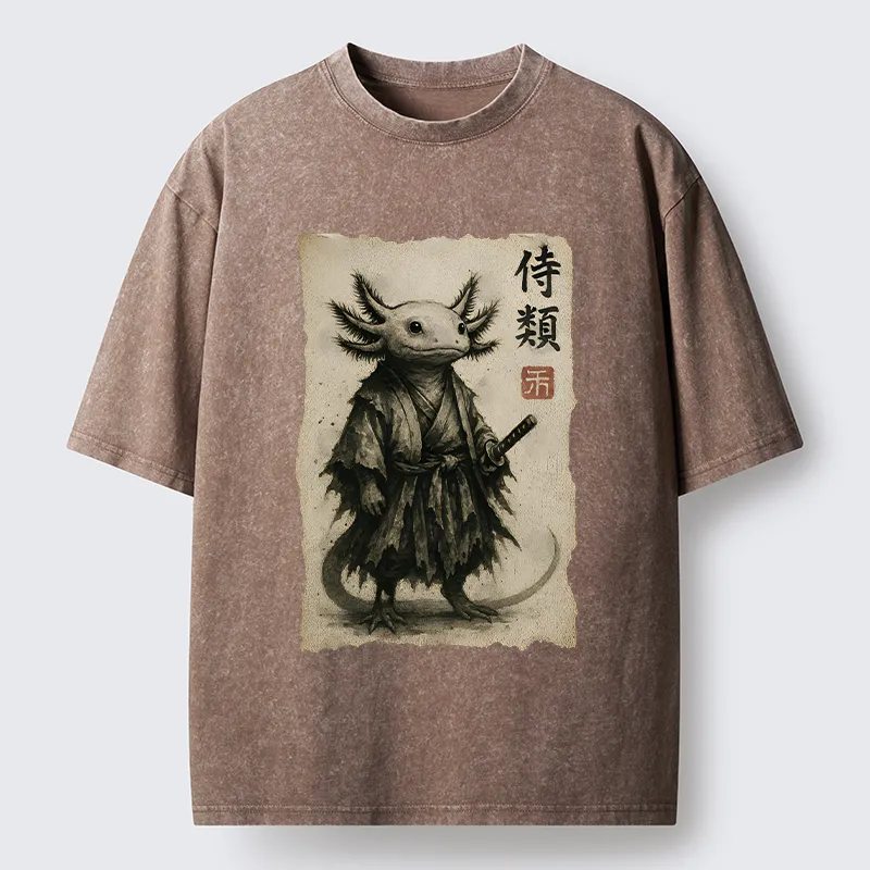 Tokyo-Tiger Salamander Japanese Samurai Washed T-Shirt