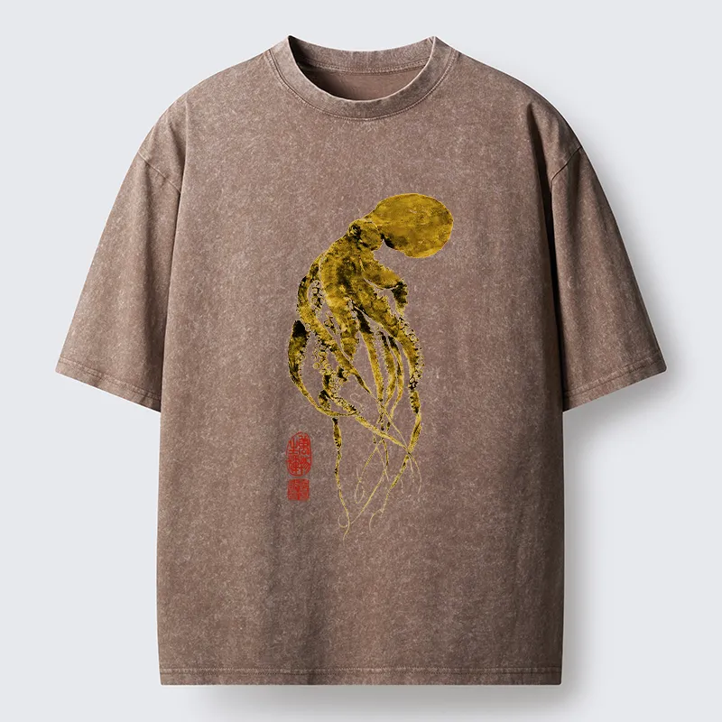 Tokyo-Tiger Golden Octopus Washed T-Shirt
