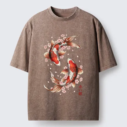 Tokyo-Tiger Twin Koi Washed T-Shirt
