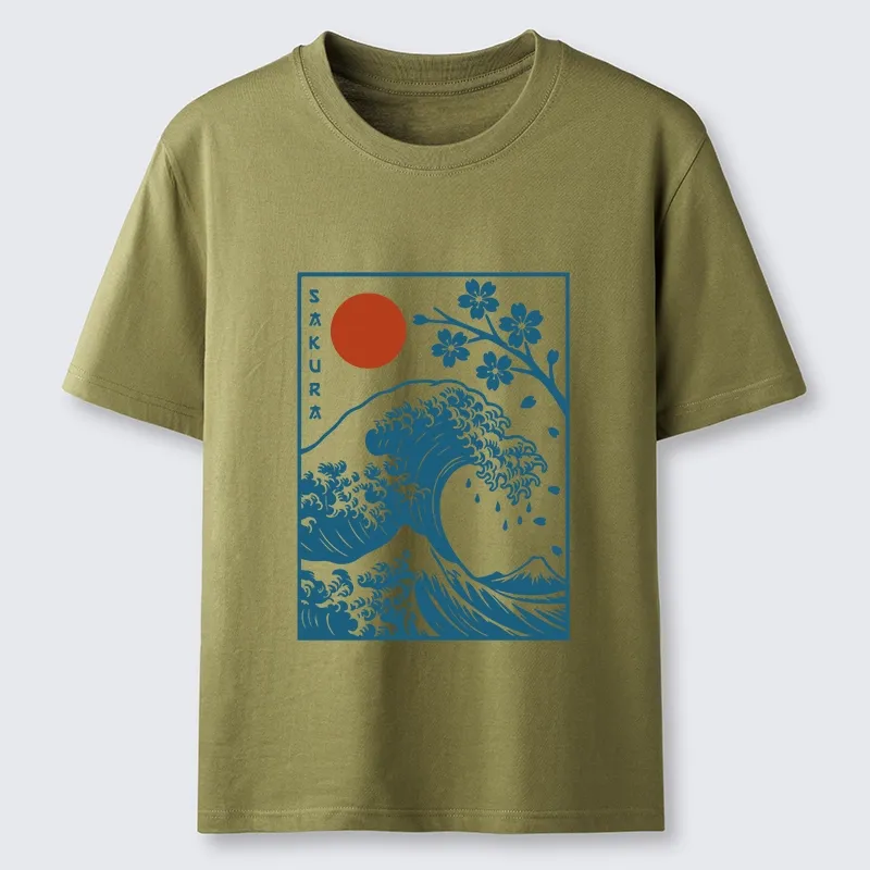 Tokyo-Tiger Japanese The Great Wave And Sakura Classic T-Shirt