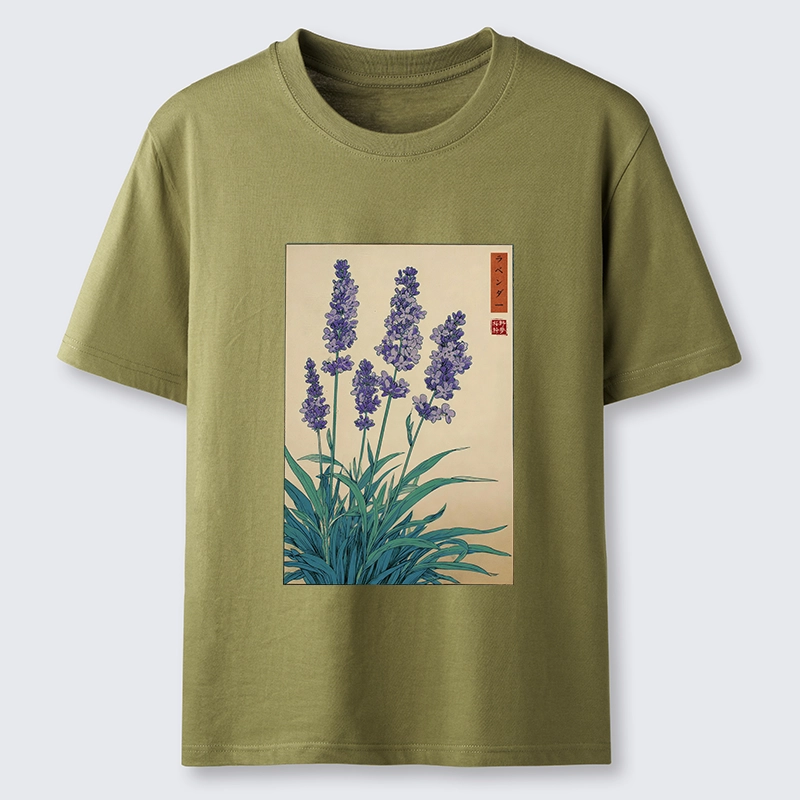 Tokyo-Tiger Japanese Art Lavender Flower Classic T-Shirt