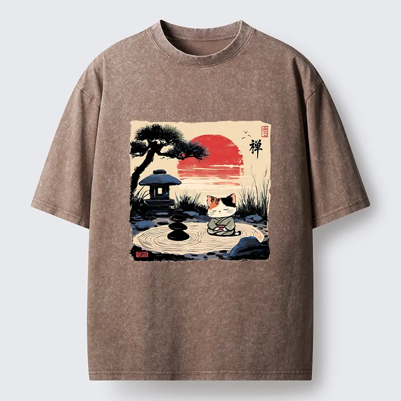 Tokyo-Tiger Zen-like Scenery Washed T-Shirt