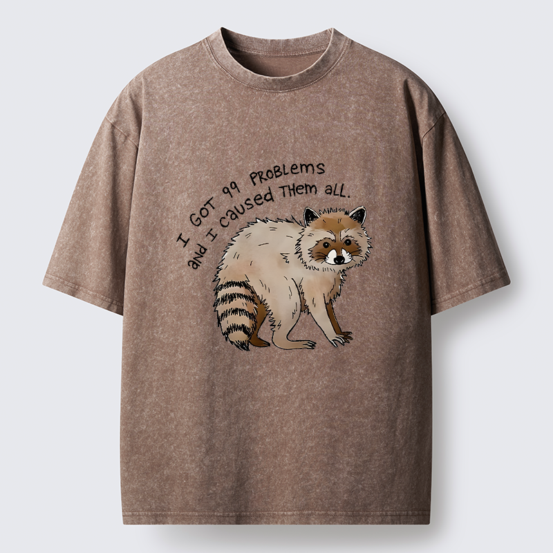 Tokyo-Tiger Raccoon Funny Meme Washed T-Shirt