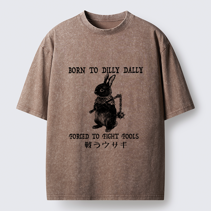 Tokyo-Tiger Fighting Rabbits Washed T-Shirt