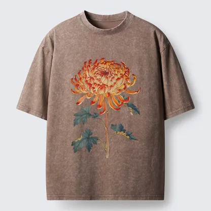 Tokyo-Tiger Japanese Chrysanthemum Washed T-Shirt
