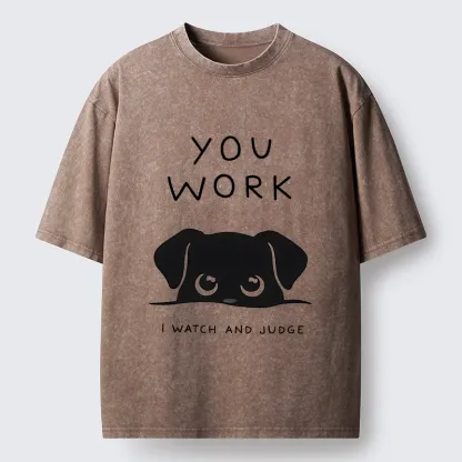 Tokyo-Tiger Dog Watching You Washed T-Shirt