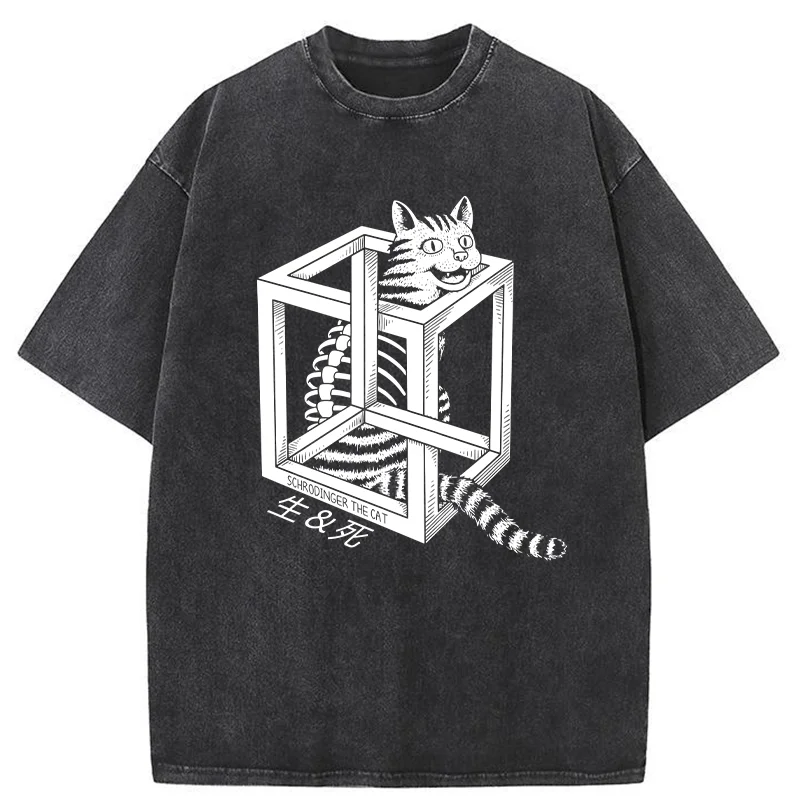Tokyo-Tiger Schrodinger's Miserable Cat Washed T-Shirt