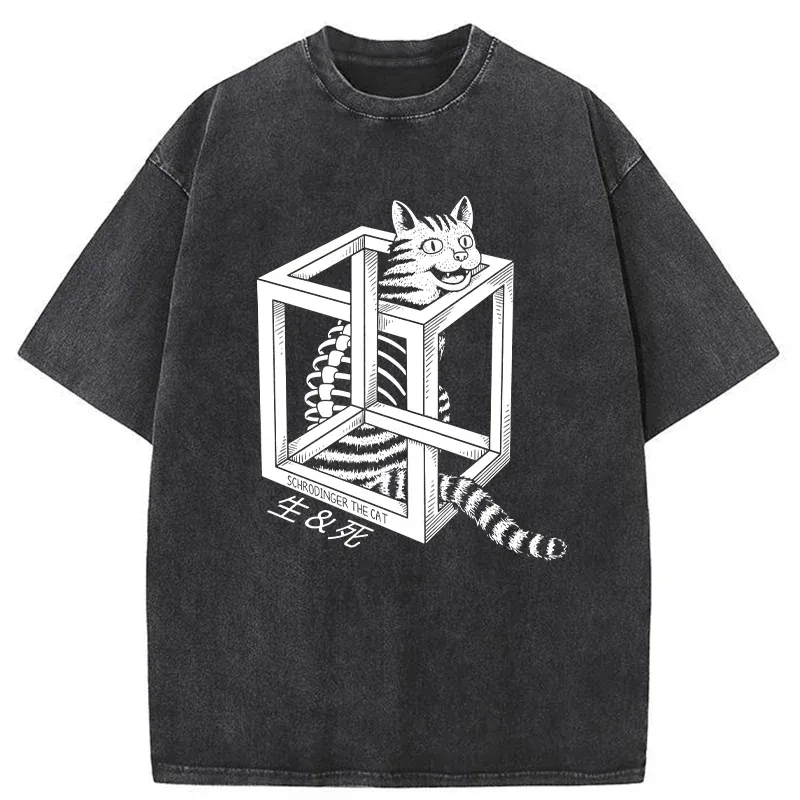 Tokyo-Tiger Schrodinger's Miserable Cat Washed T-Shirt