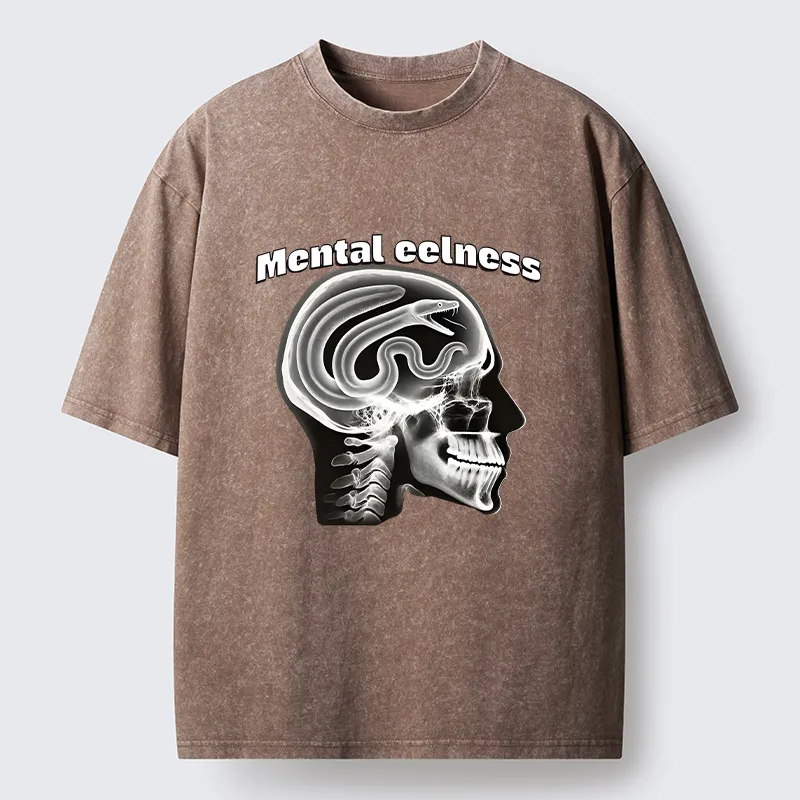 Tokyo-Tiger Mental Eelness Funny Washed T-Shirt