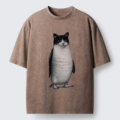 Tokyo-Tiger Penguin Cat Washed T-Shirt