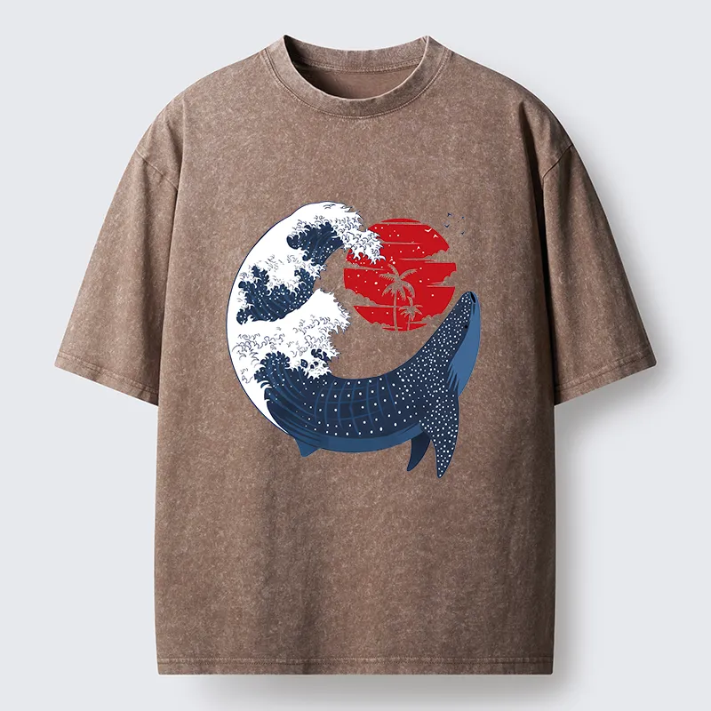 Tokyo-Tiger Japanese Whale Washed T-Shirt Sale