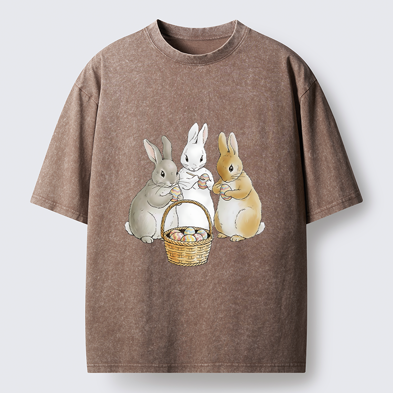 Tokyo-Tiger Rabbit Decorating Eggs Washed T-Shirt
