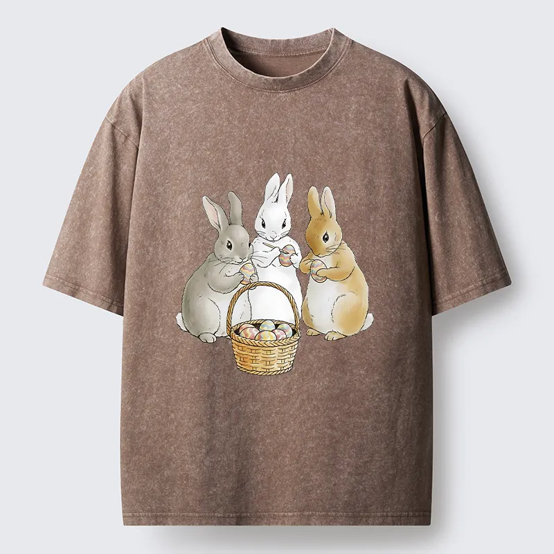 Tokyo-Tiger Rabbit Decorating Eggs Washed T-Shirt