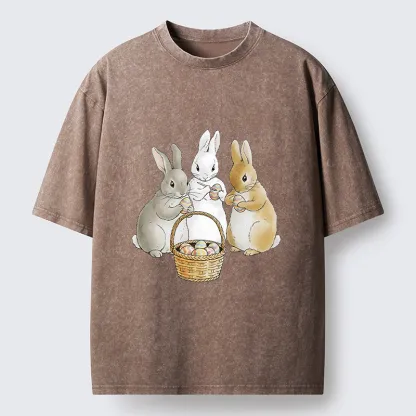 Tokyo-Tiger Rabbit Decorating Eggs Washed T-Shirt