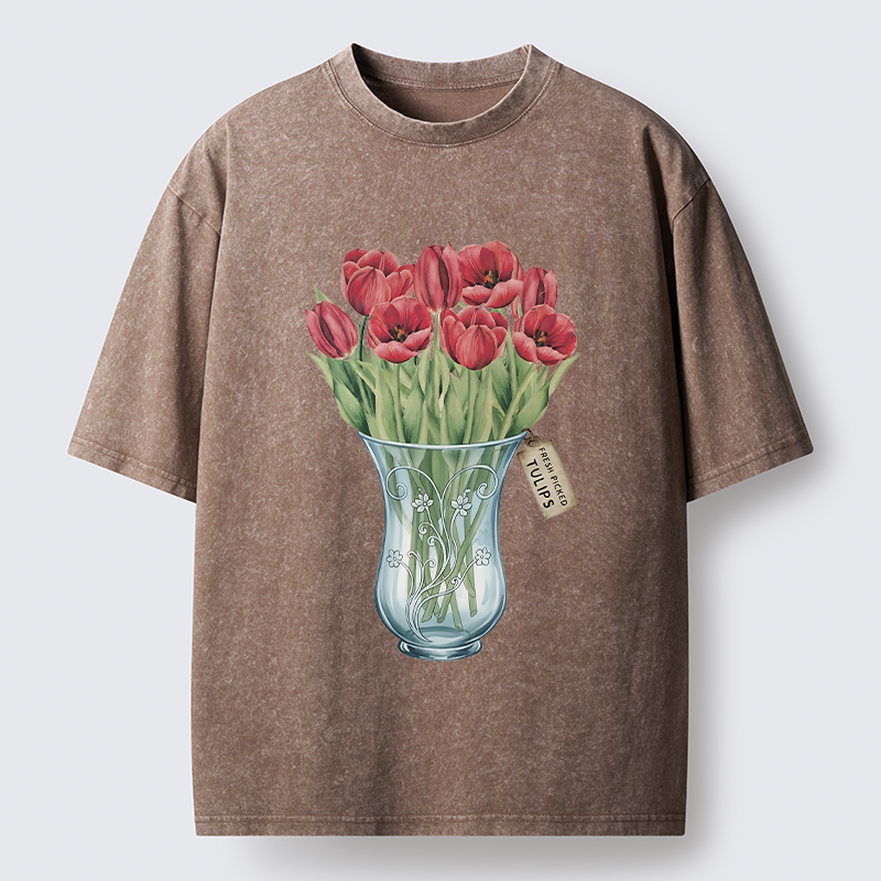 Tokyo-Tiger A Bunch Of Tulips Washed T-Shirt
