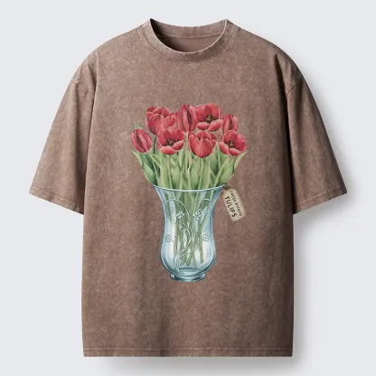 Tokyo-Tiger A Bunch Of Tulips Washed T-Shirt