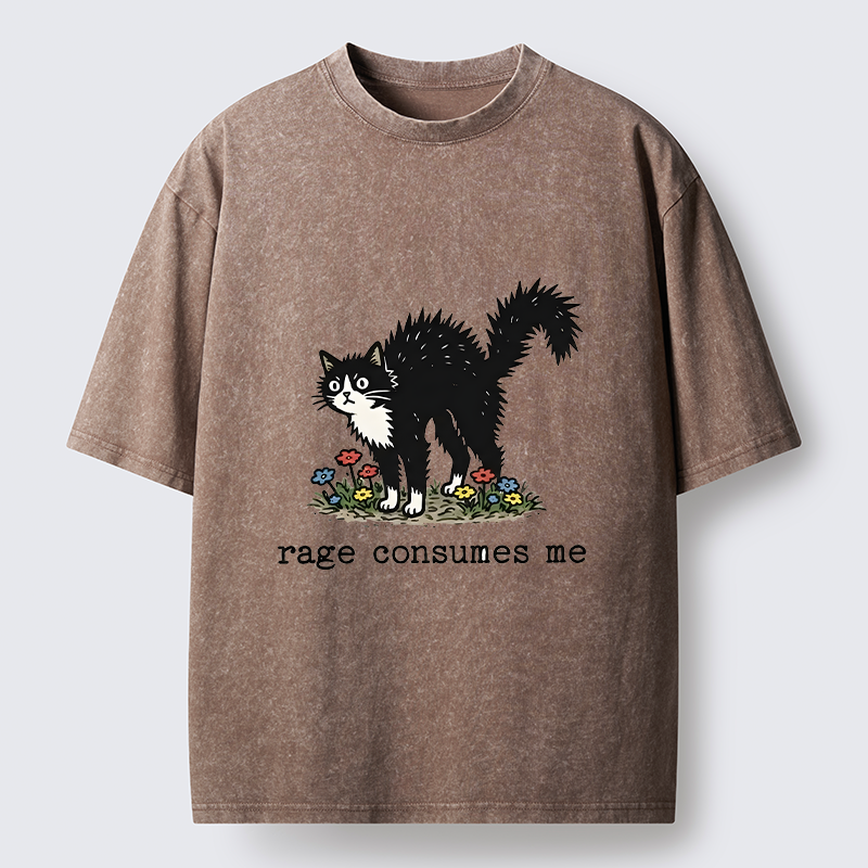 Tokyo-Tiger Angry Tuxedo Cat Washed T-Shirt