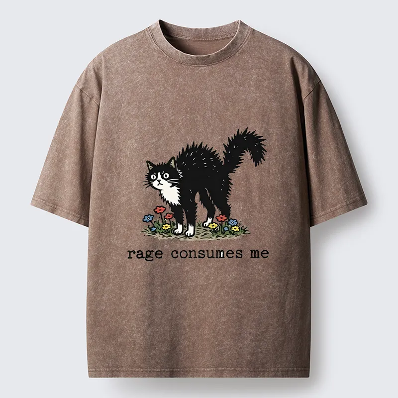 Tokyo-Tiger Angry Tuxedo Cat Washed T-Shirt