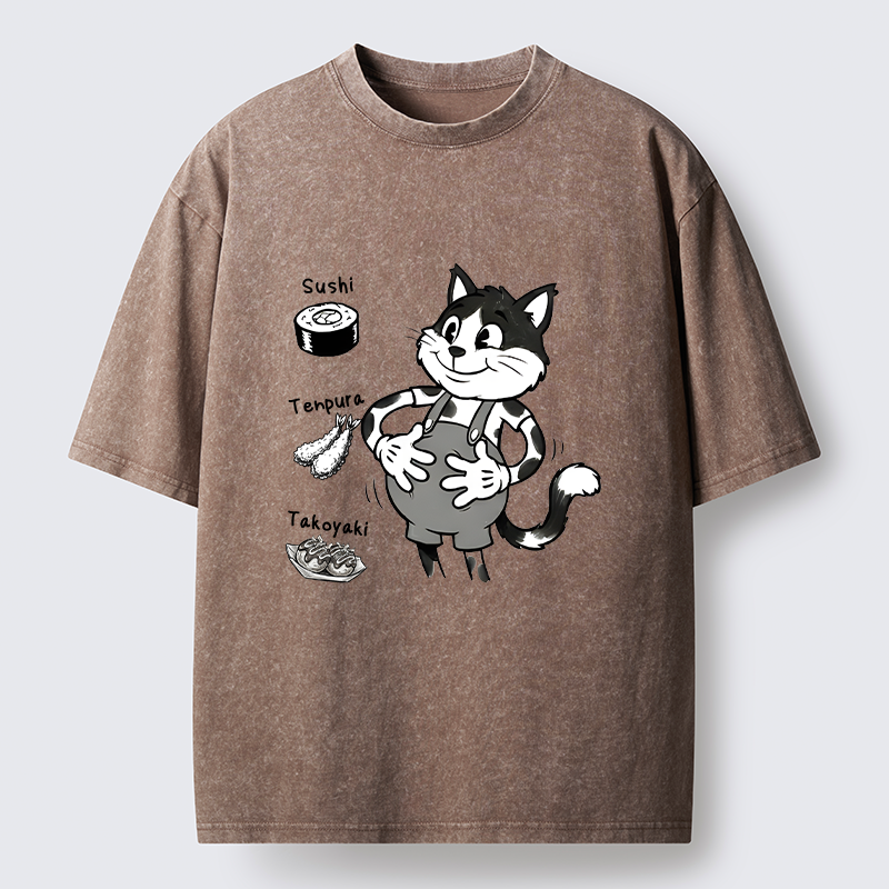 Tokyo-Tiger Cute Cat That's Full Washed T-Shirt