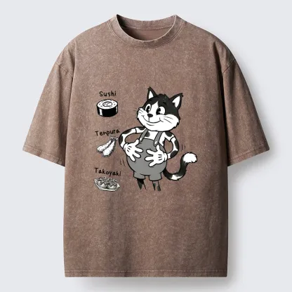 Tokyo-Tiger Cute Cat That's Full Washed T-Shirt