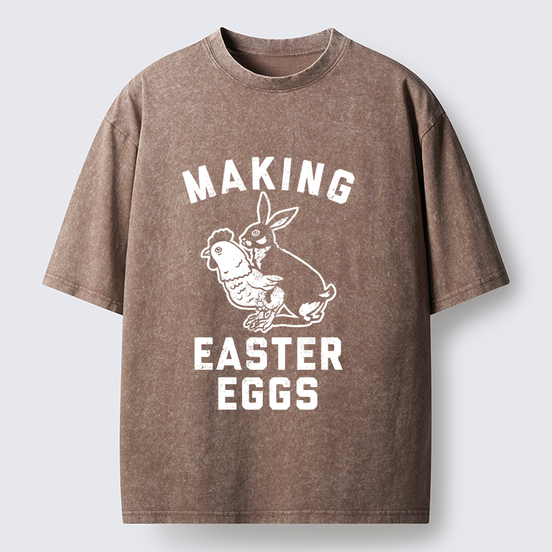 Tokyo-Tiger Making Eggs Easter Washed T-Shirt