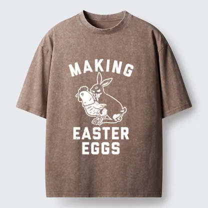 Tokyo-Tiger Making Eggs Easter Washed T-Shirt