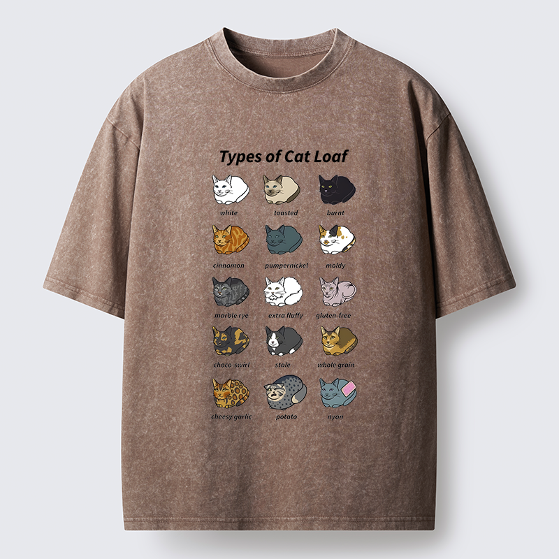 Tokyo-Tiger Various Cat-shaped Breads Washed T-Shirt