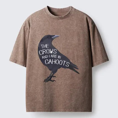 Tokyo-Tiger With Crows Funny Washed T-Shirt