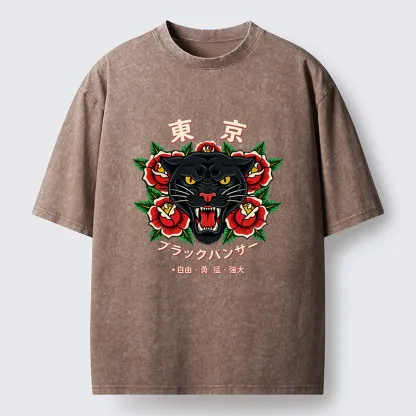 Tokyo-Tiger Tokyo Black Panther Washed T-Shirt