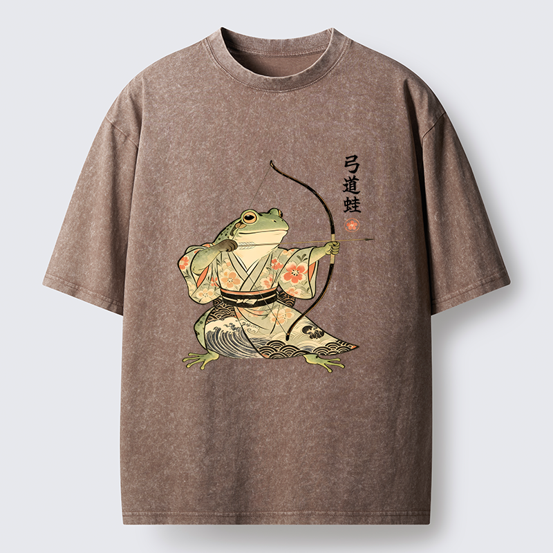 Tokyo-Tiger Frog Shooting Arrows Washed T-Shirt