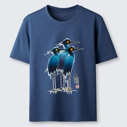 Tokyo-Tiger Great Blue Heron Ink Painting Classic T-Shirt