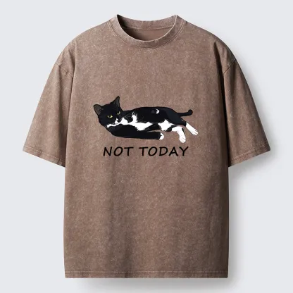 Tokyo-Tiger Cat Said Not Today Washed T-Shirt