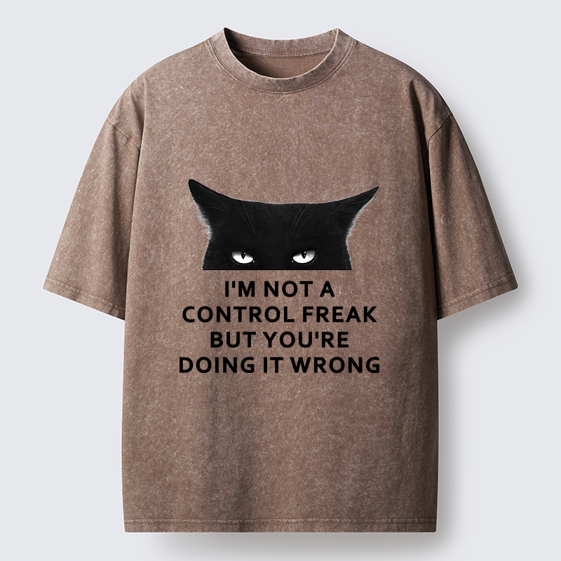 Tokyo-Tiger Control Freak Funny Washed T-Shirt